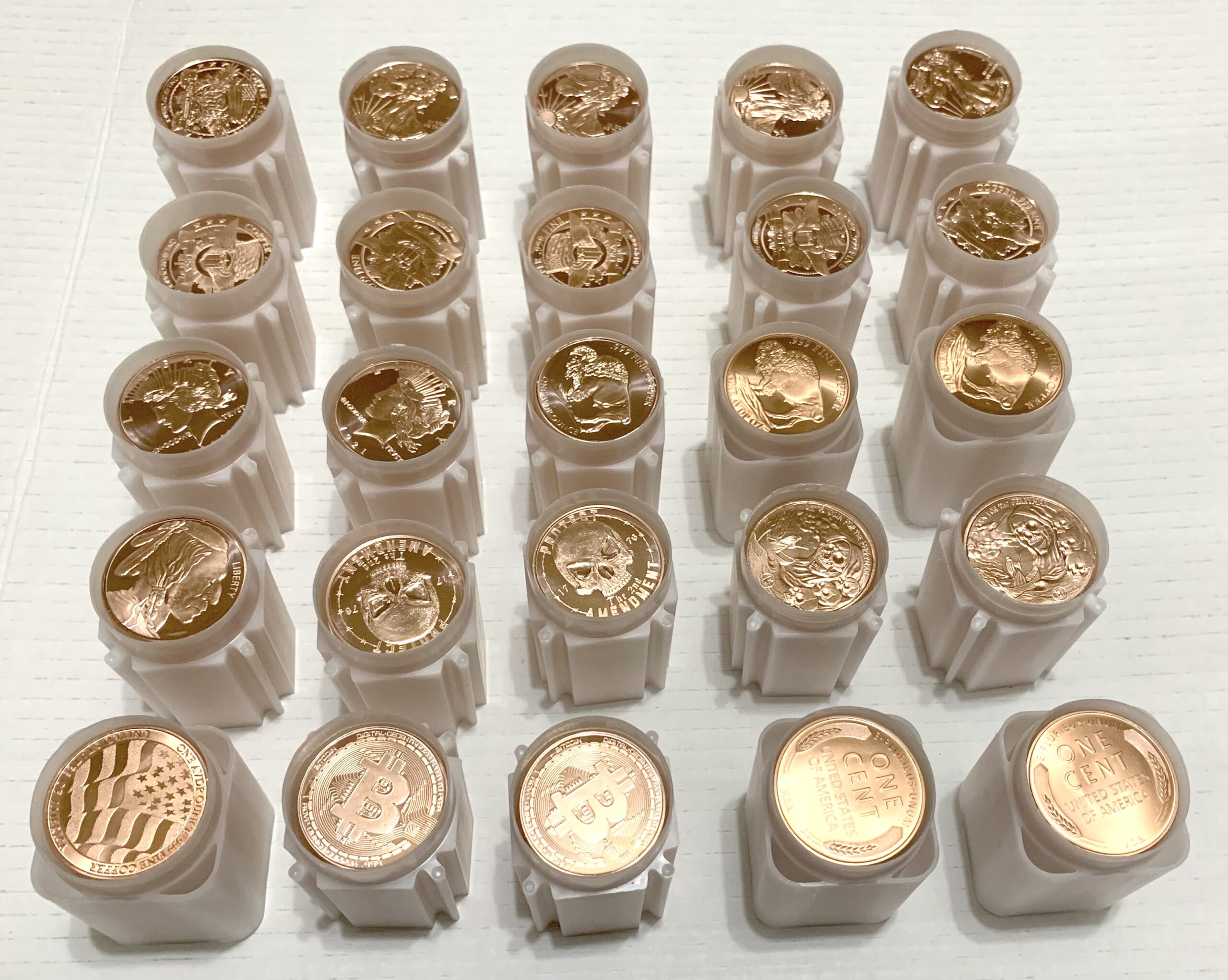 20 × 1 oz .999 Copper Rounds – 1 Tube (Random/Designs) - Image 2