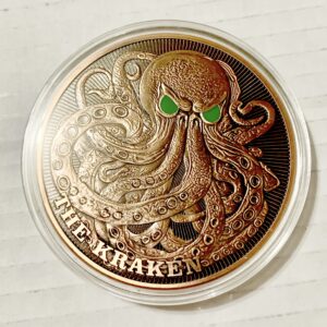 5 oz .999 Fine Copper “Kraken” Round – Glow-in-the-Dark Eyes Edition