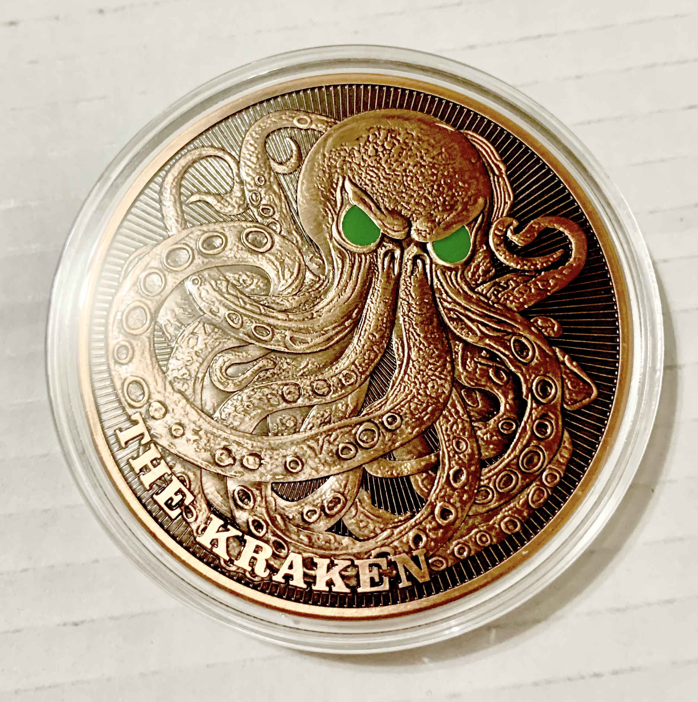5 oz .999 Fine Copper “Kraken” Round – Glow-in-the-Dark Eyes Edition