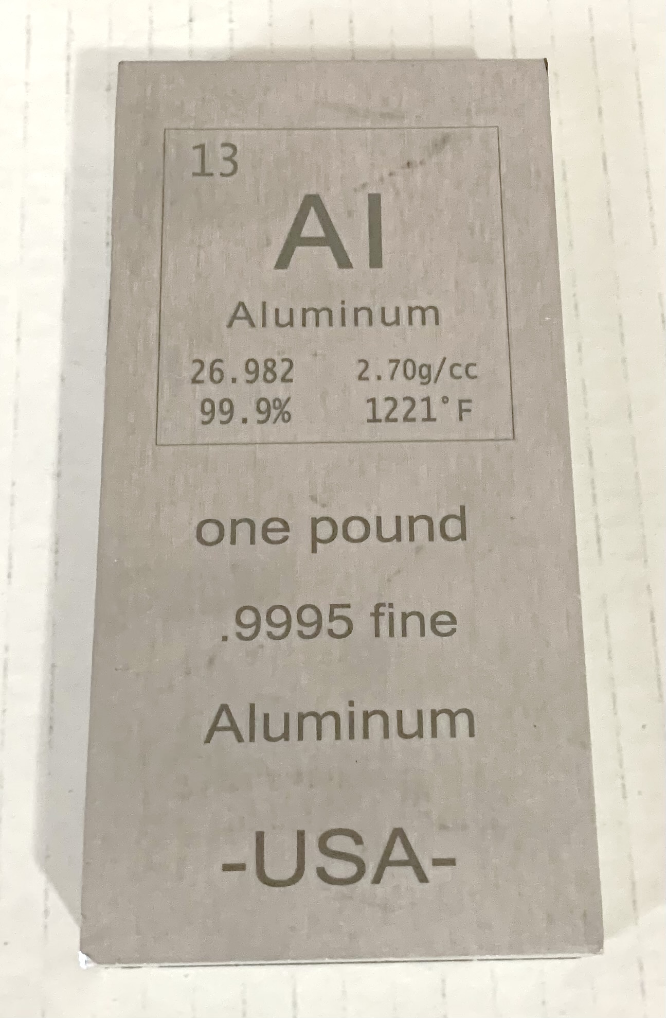 1 Pound 99.9 Fine Aluminum Bar – Smooth with Sharp Edges